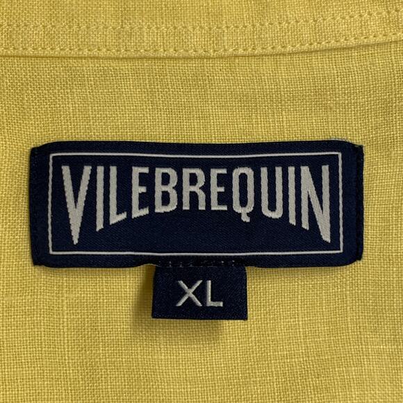 VILEBREQUIN Size XL Yellow Linen One Pocket Long Sleeve Shirt - Picture 7 of 10